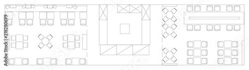 Standard cafe furniture symbols on floor plans