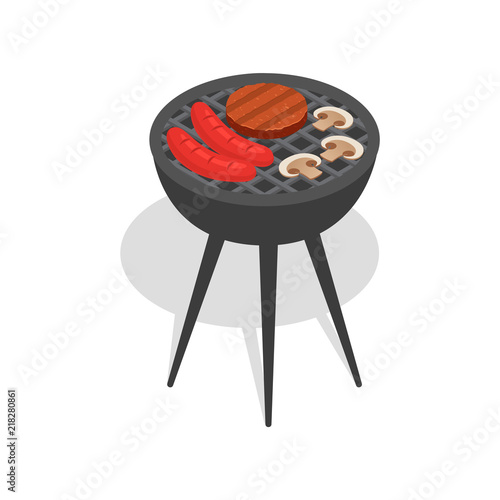 Food on bbq stand icon. Isometric of food on bbq stand vector icon for web design isolated on white background