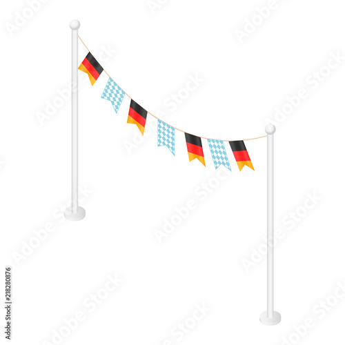 German oktoberfest flags festival icon. Isometric of german oktoberfest flags festival vector icon for web design isolated on white background