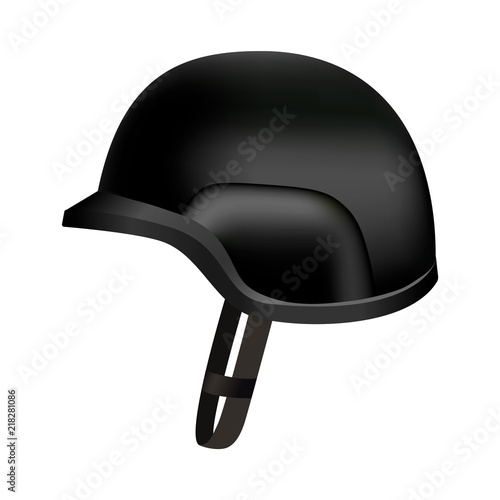 Black protect police helmet mockup. Realistic illustration of black protect police helmet vector mockup for web design isolated on white background