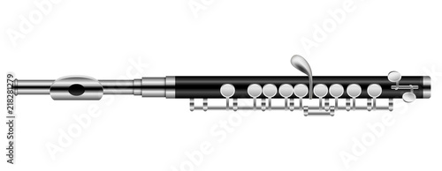 Modern of musical flute mockup. Realistic illustration of modern of musical flute vector mockup for web design isolated on white background photo