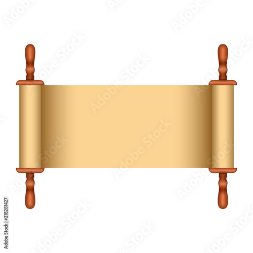 Rolled old papyrus file mockup. Realistic illustration of rolled old papyrus file vector mockup for web design isolated on white background