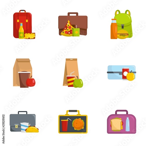 Collect food icons set. Cartoon set of 9 collect food vector icons for web isolated on white background