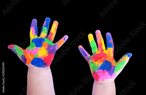 Hand painted child on black background