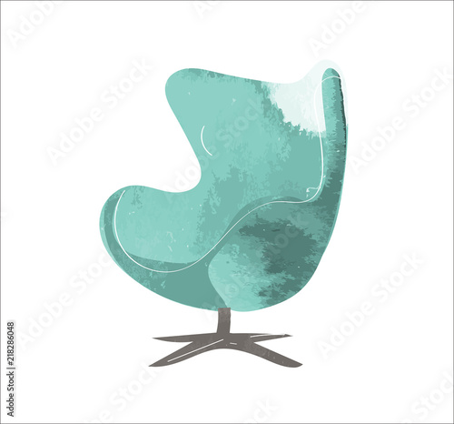 armchair and lamp watercolor illustration for interior design. hand drawn furniture vector. 