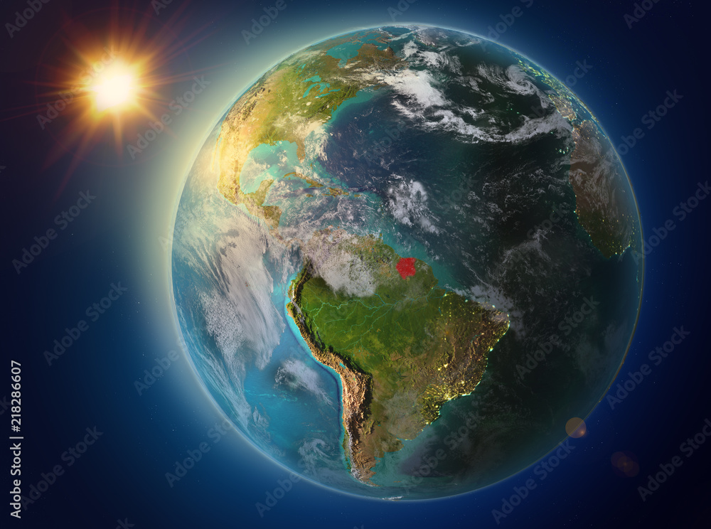 Suriname with sunset on Earth Suriname with sunset on Earth