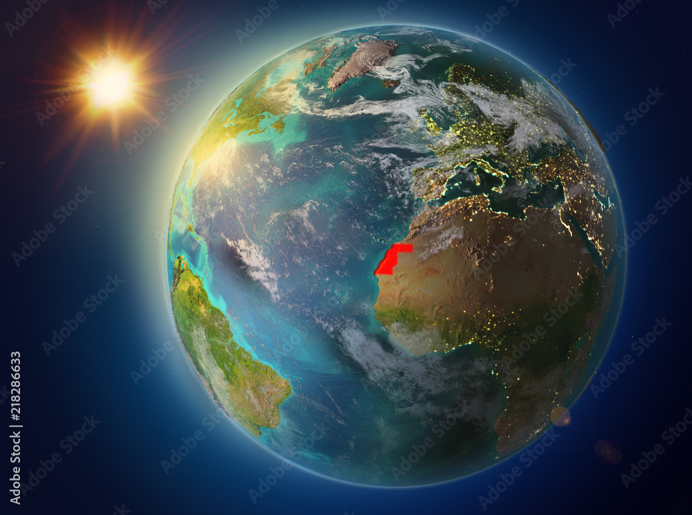 Fototapeta premium Western Sahara with sunset on Earth