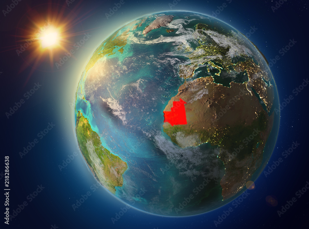 Mauritania with sunset on Earth