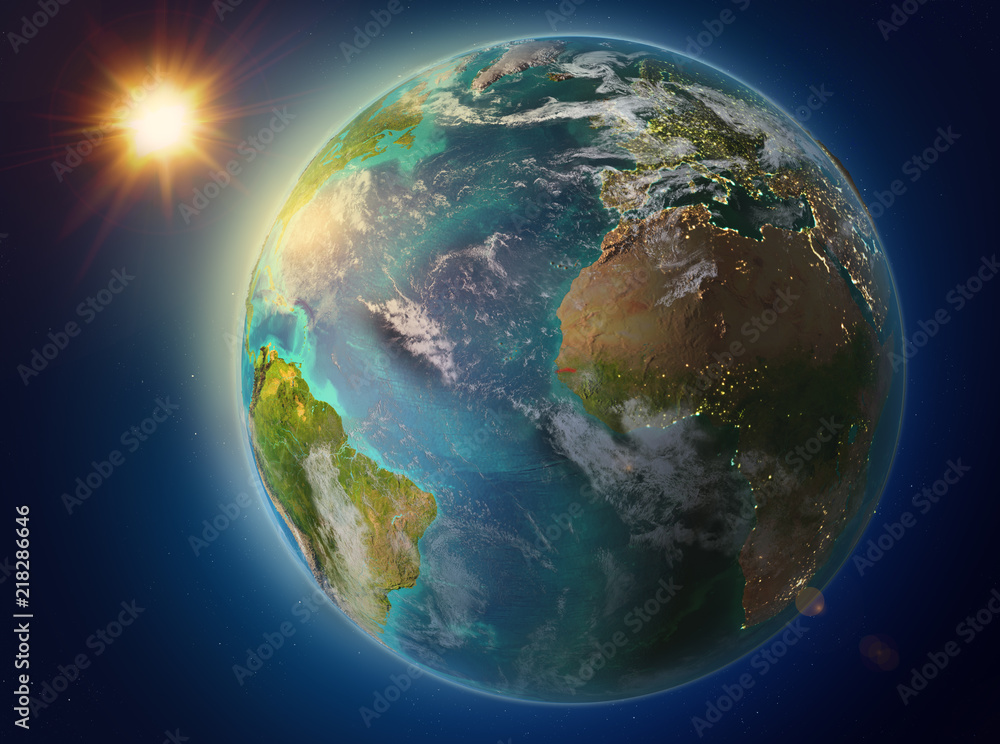 Gambia with sunset on Earth Gambia with sunset on Earth