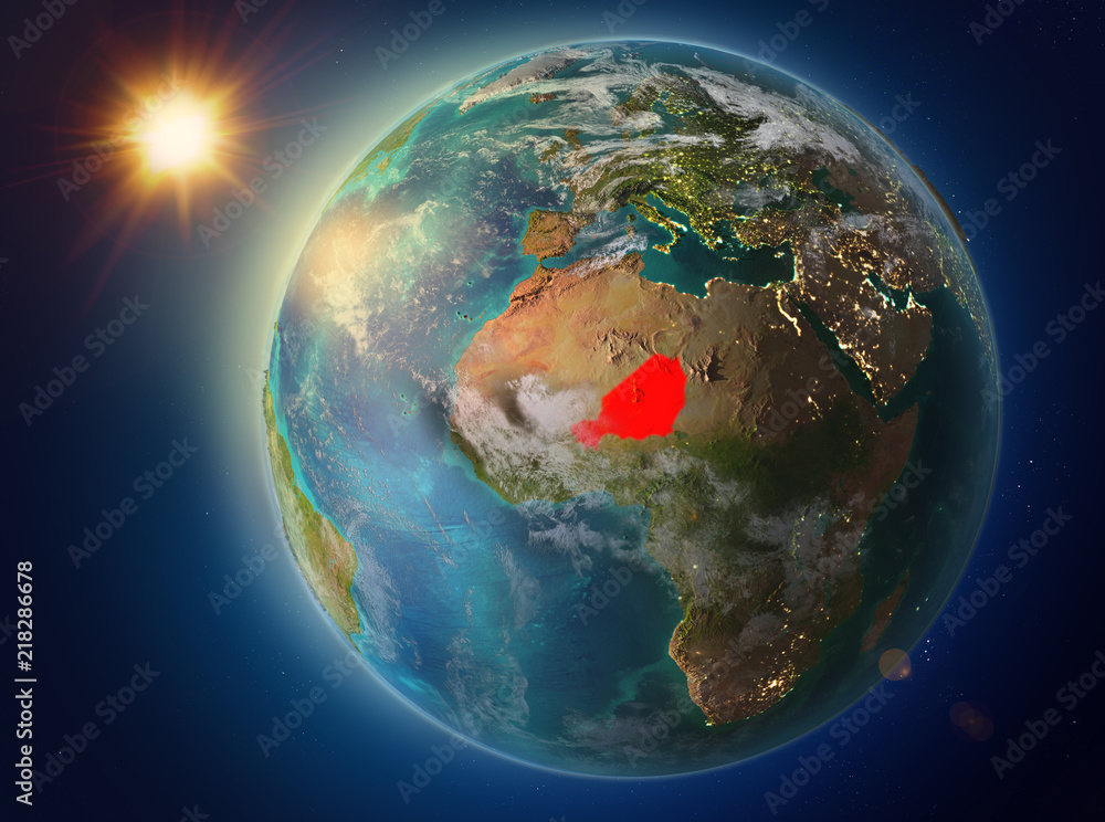 Fototapeta premium Niger with sunset on Earth