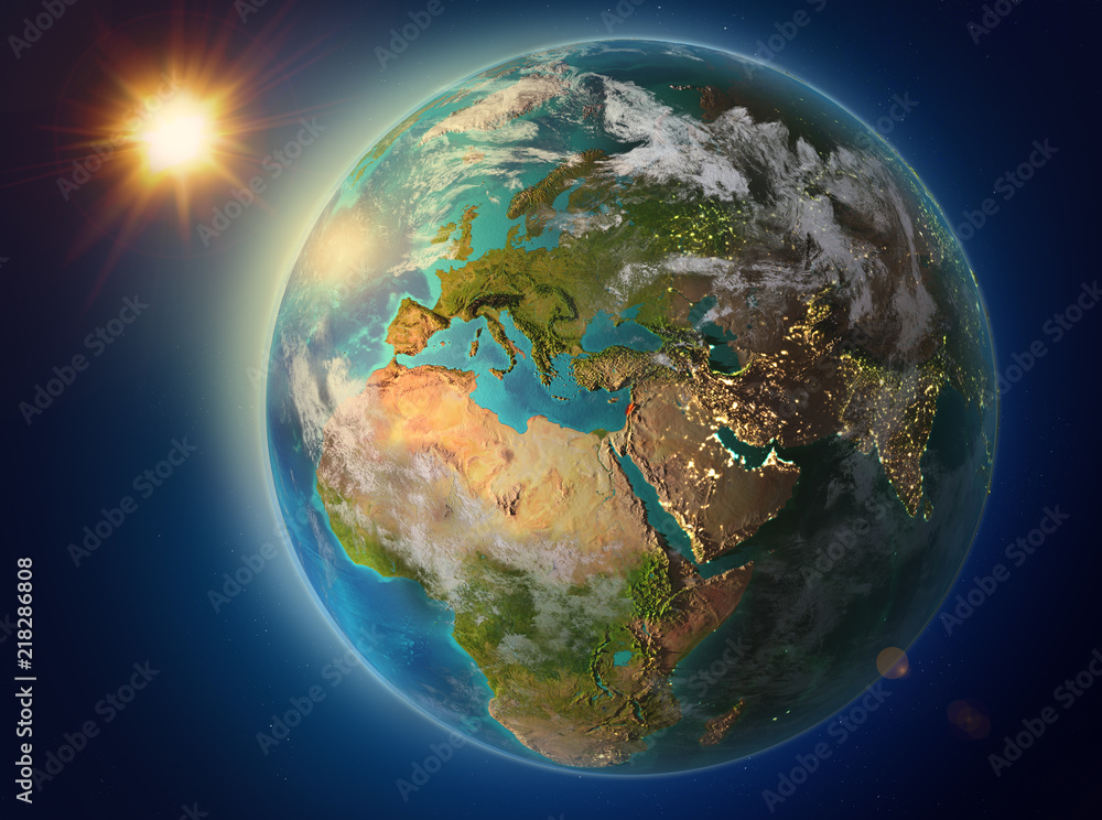 Lebanon with sunset on Earth Lebanon with sunset on Earth