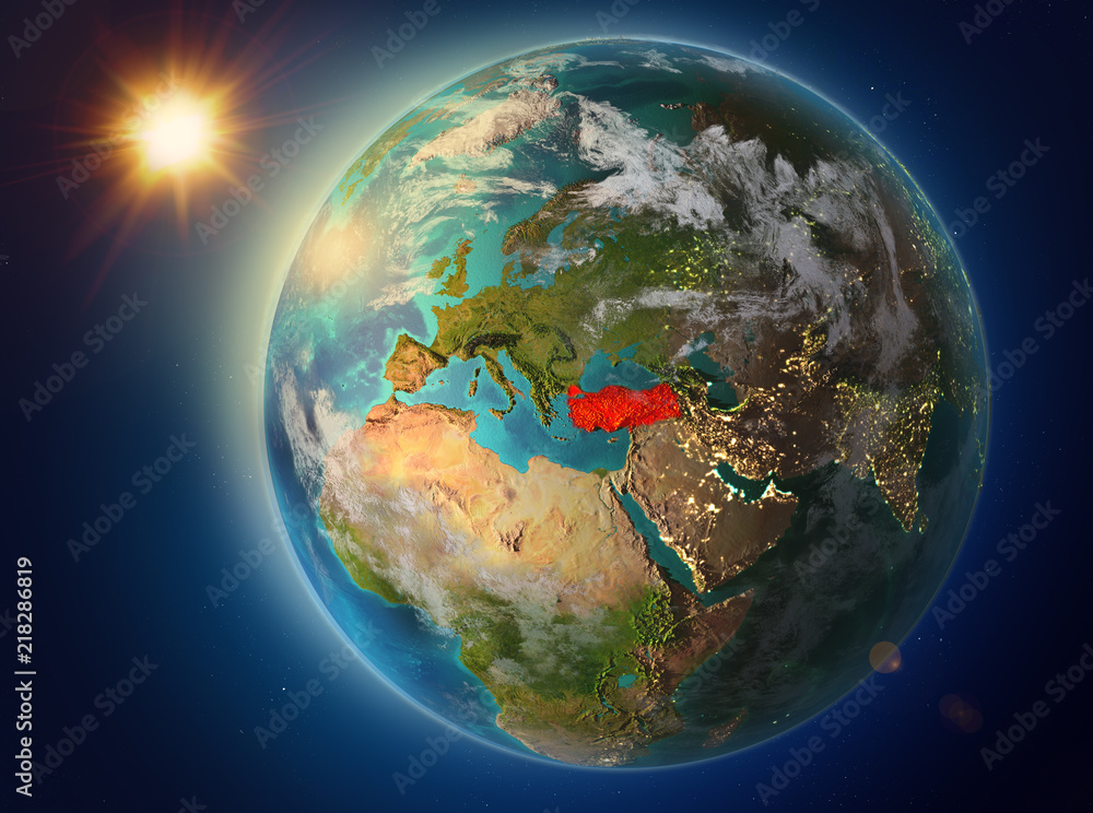 Turkey with sunset on Earth Turkey with sunset on Earth