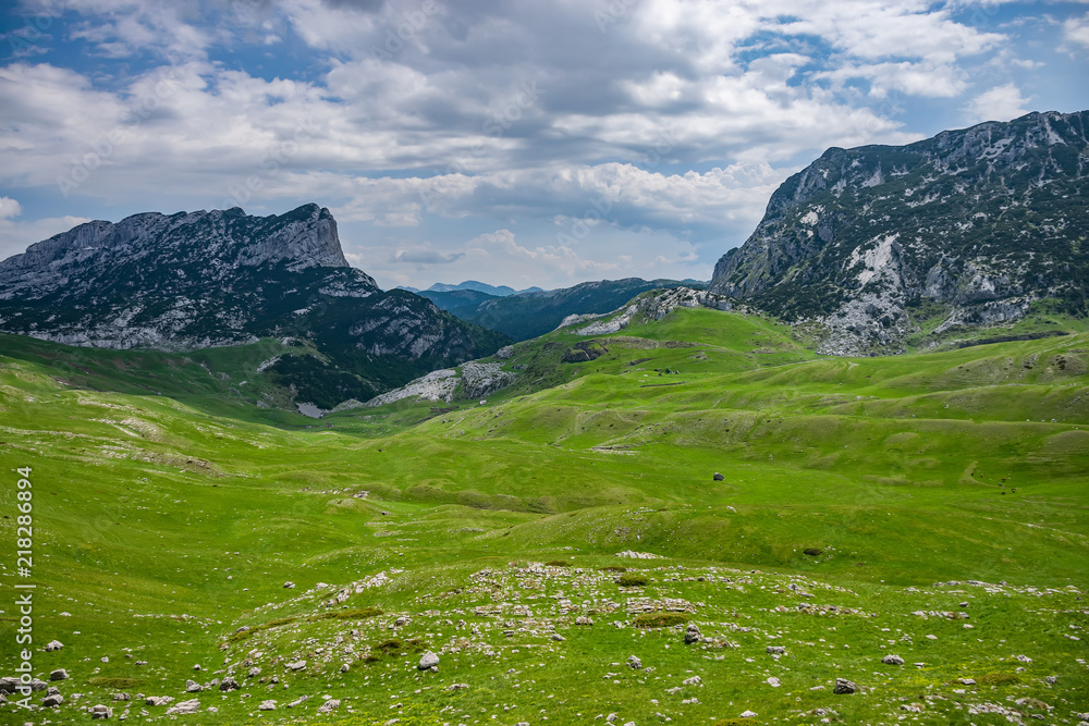 Picturesque high mountains in the north of Montenegro in the National Park Durmitor.