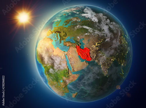 Iran with sunset on Earth