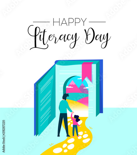 Literacy day book imagination for children concept