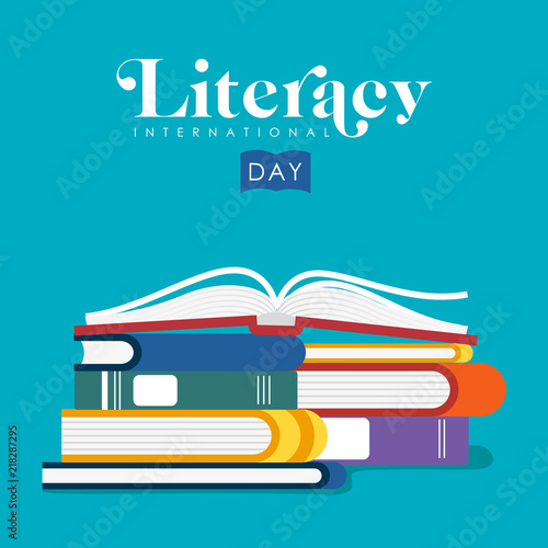 Literacy Day illustration of kids school books