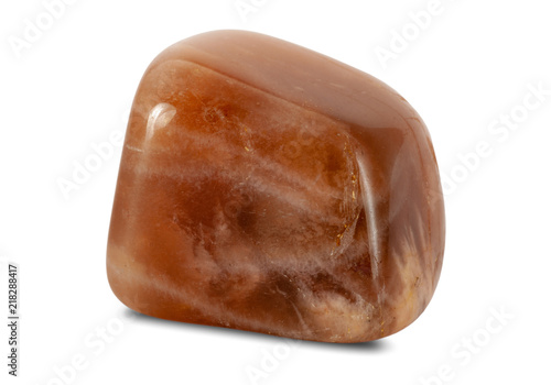 Photos Polished peach moonstone rock isolated on white background