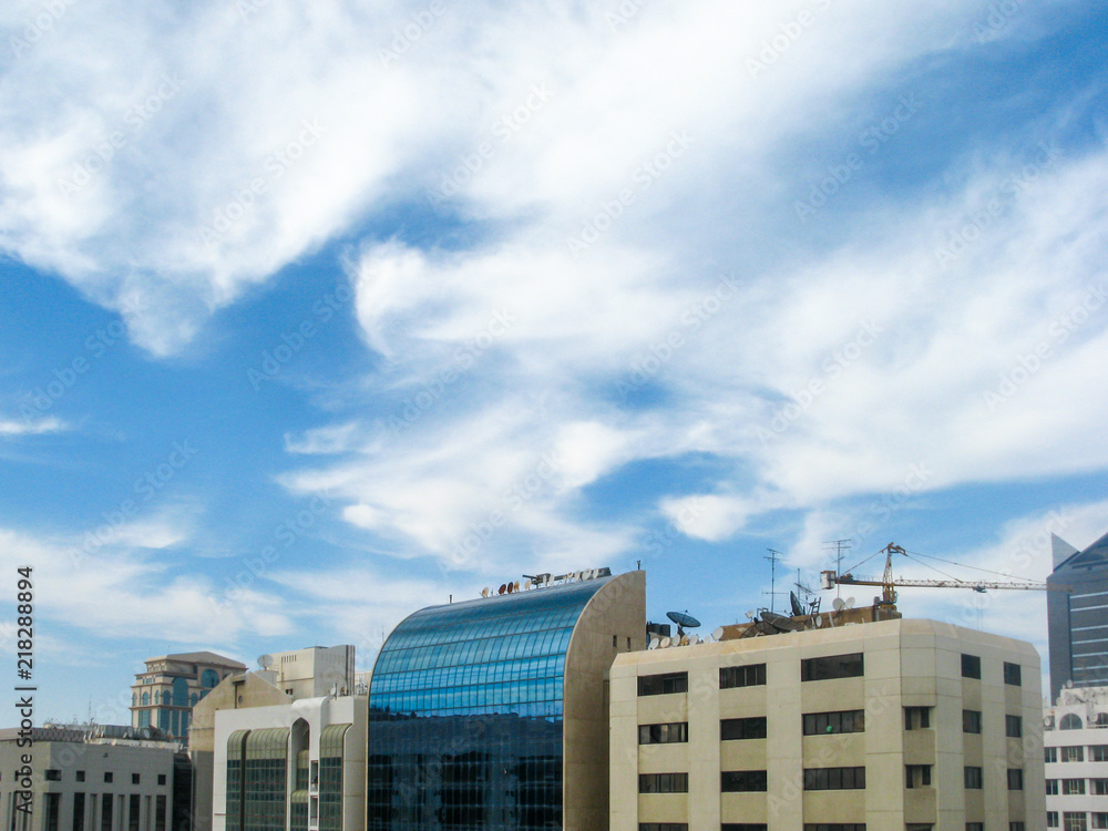 Beautiful winter clouds and blue sky in Abu Dhabi city