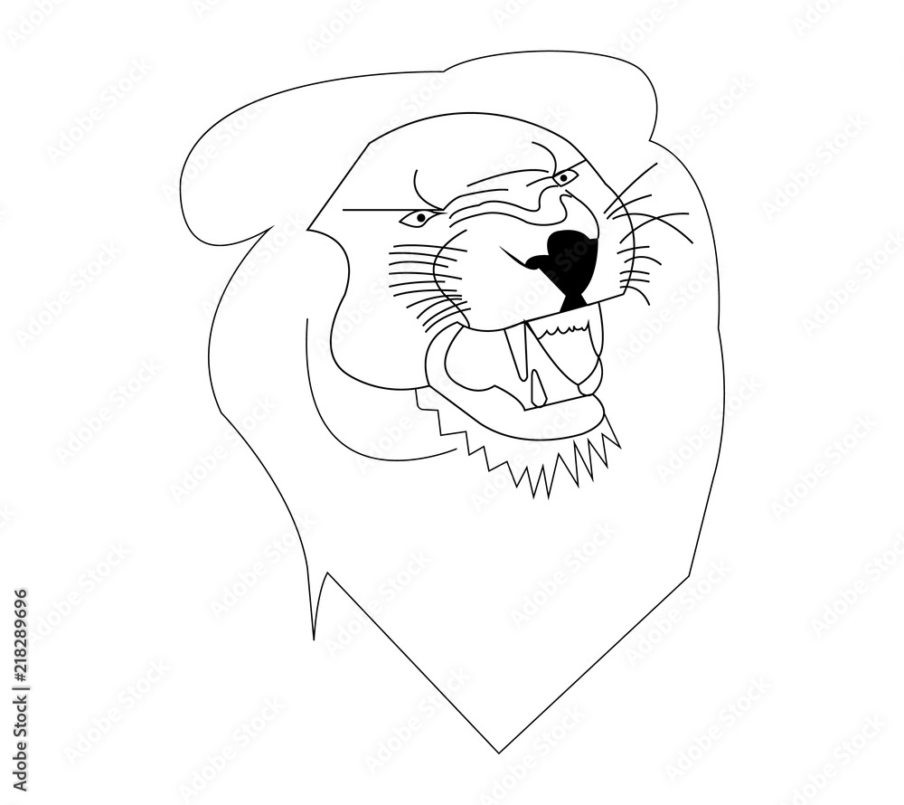 Angry lion roaring outline Stock Vector | Adobe Stock