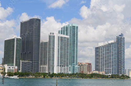 Condos,Hotels, and Rental buildings soon the western shores of the Florida Intra-Coastal Waterway in Miami,Florida