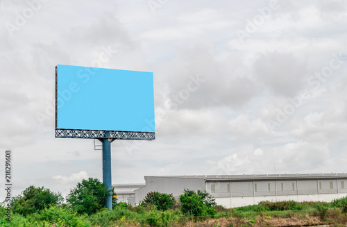 Blank blue billboard.