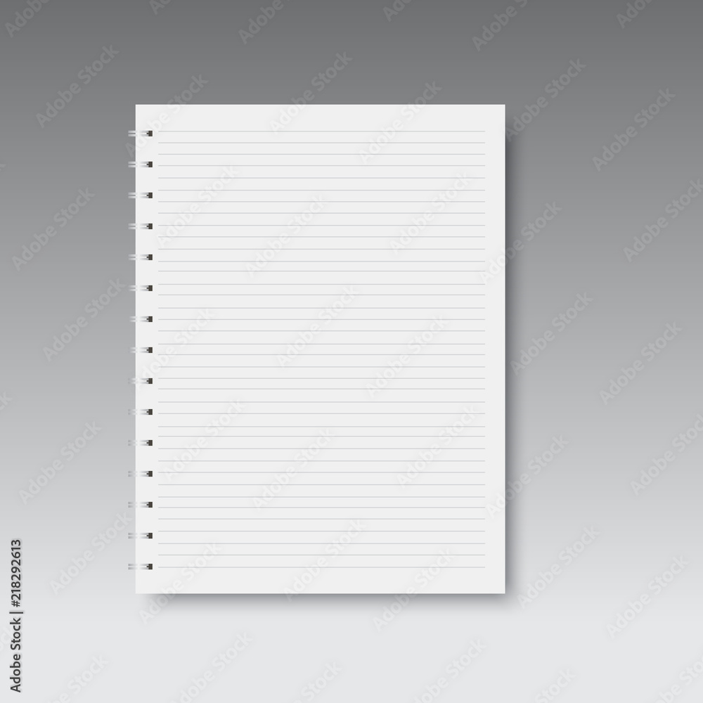 Realistic spiral horizontal lined notebook. Vector. Realistic spiral horizontal lined notebook. Vector.