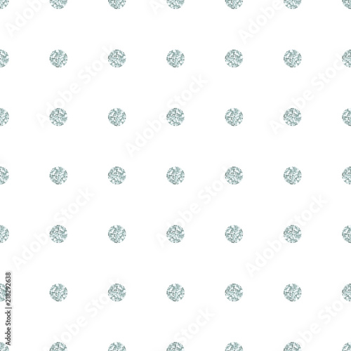 Silver glitter polka dots seamless pattern. 