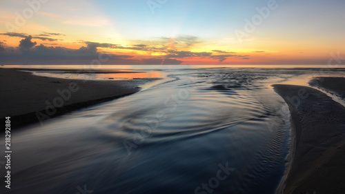 Long exposure shot of Beach sunset at Eastern  Thailand .