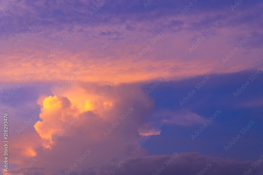 Color through clouds in the evening sky. - obrazy, fototapety, plakaty 