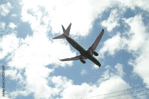 Airplane against sky
