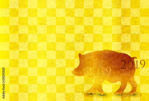 亥　和紙　年賀状　背景 