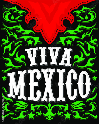 Viva Mexico mexican holiday poster illustration western style 