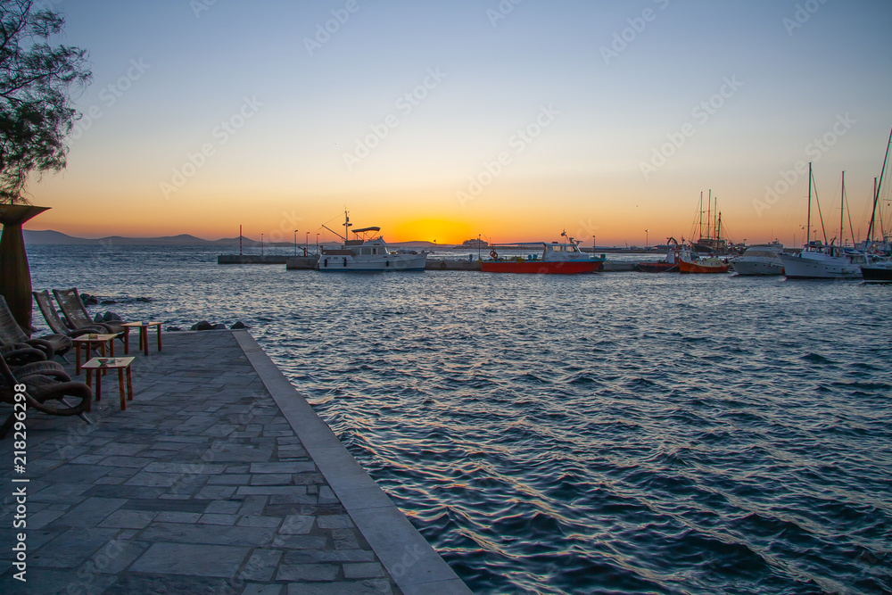 Port of Naxos at sunset