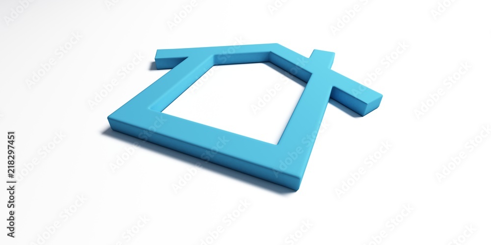 Cyan House Bird Eye View. 3D Render Illustration Cyan House Bird Eye View. 3D Render Illustration