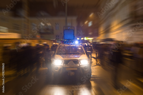 Riot Police in Poland - car.