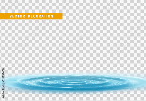 Realistic water ripples and round weave with curle. Vector Isolated with transparent background