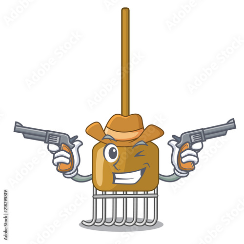 Cowboy rake character cartoon style