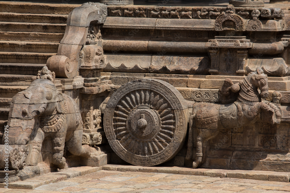 Stone Chariot at  Airavatesvara Temple, a Hindu temple of Tamil architecture located in the town of Darasuram