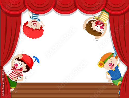 Four clowns on stage