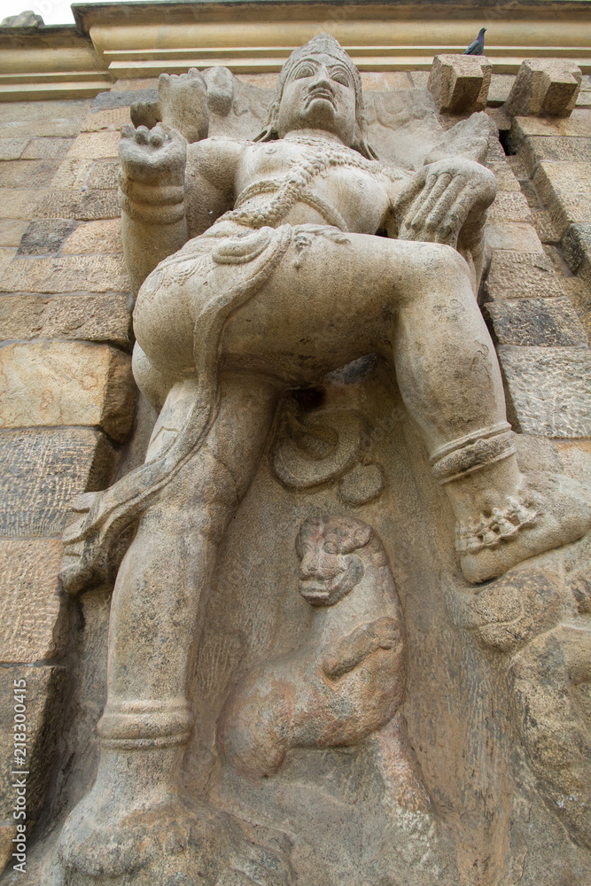 Detail of  great wall architecture at ancient Gangaikonda Cholapuram temple, Tamil Nadu, India