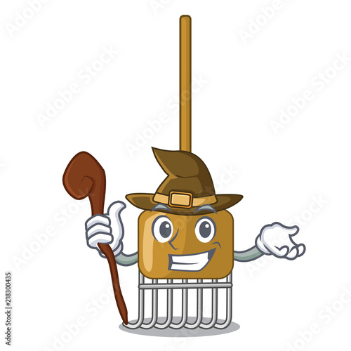 Witch Garden rake Agriculture tool mascot