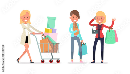 Shopping women characters vector design. no3