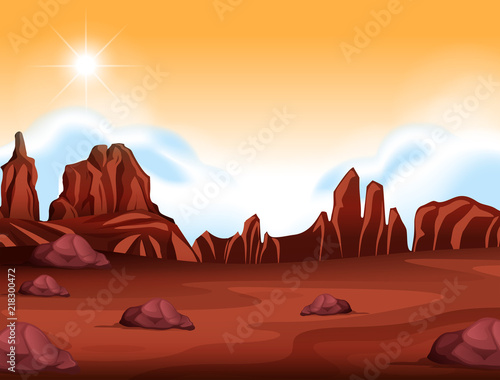 A hot desert landscape