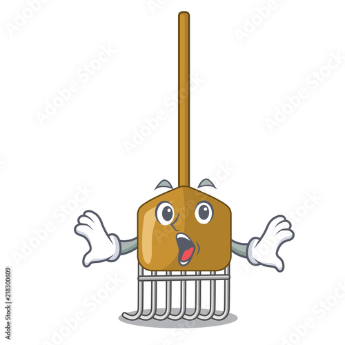 Surprised Garden rake Agriculture tool mascot