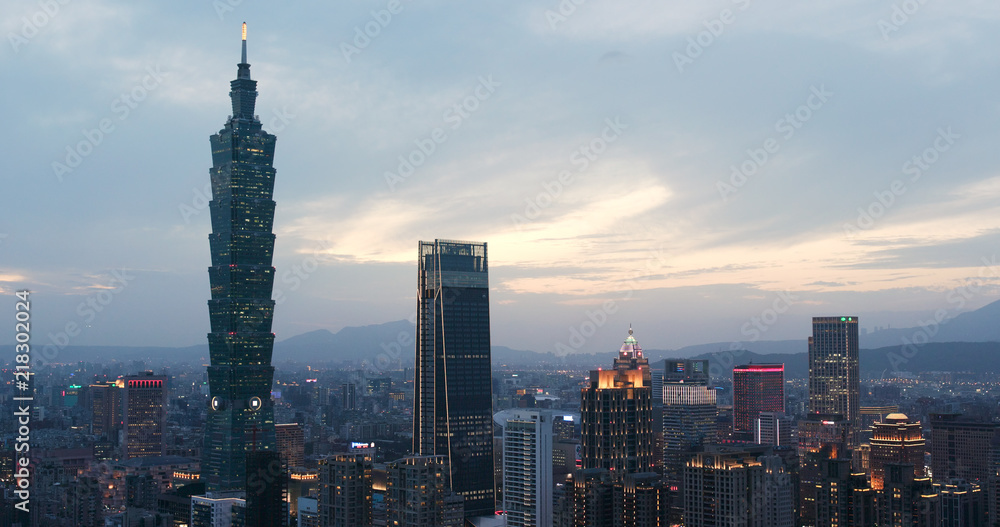 Taipei city skyline at night
