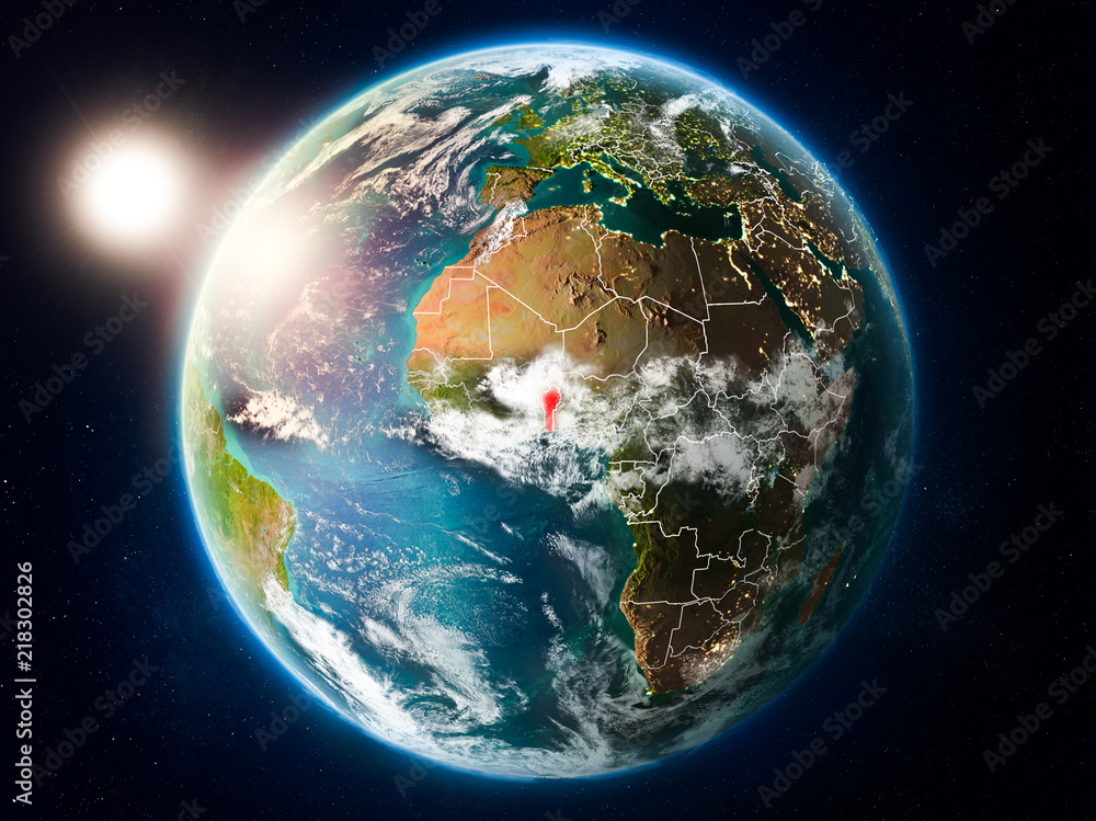 Benin with sunset from space Benin with sunset from space