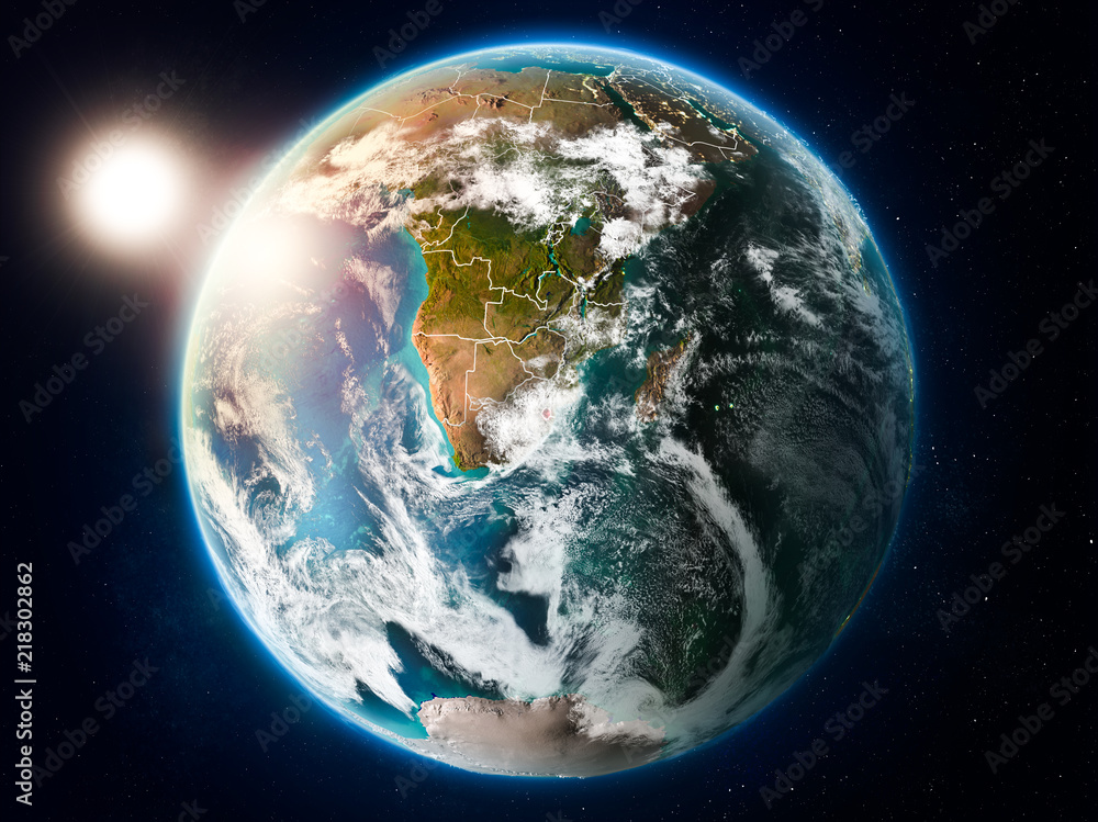 Swaziland with sunset from space Swaziland with sunset from space