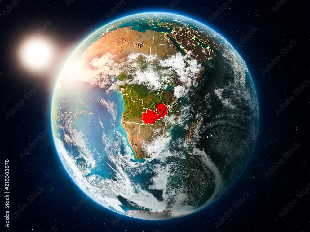 Zambia with sunset from space Zambia with sunset from space