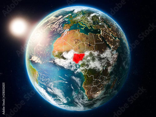 Nigeria with sunset from space