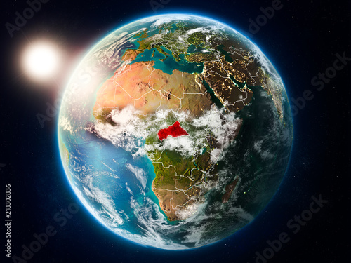 Fototapeta Naklejka Na Ścianę i Meble -  Central Africa with sunset from space
